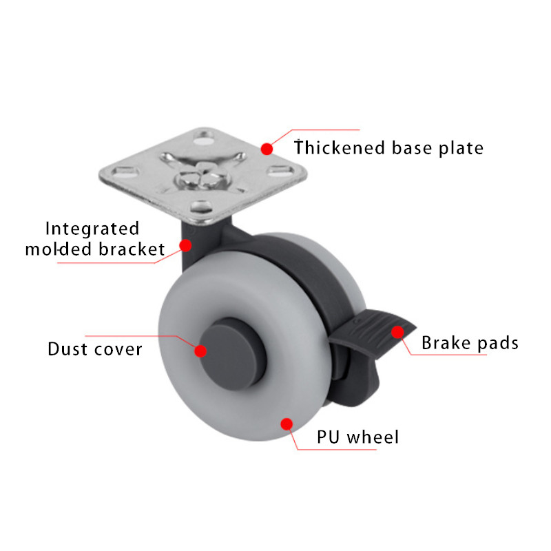 Premium 2.5" & 3" PU/PA Casters with Brake & Silent Wheels for Home & Office Furniture