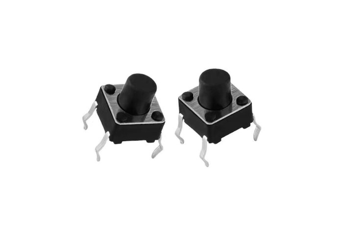 Vertical Four-Legged Micro Button Switch. High Temp Resistant. Touch Plug-In Design. Ideal For Electronics.