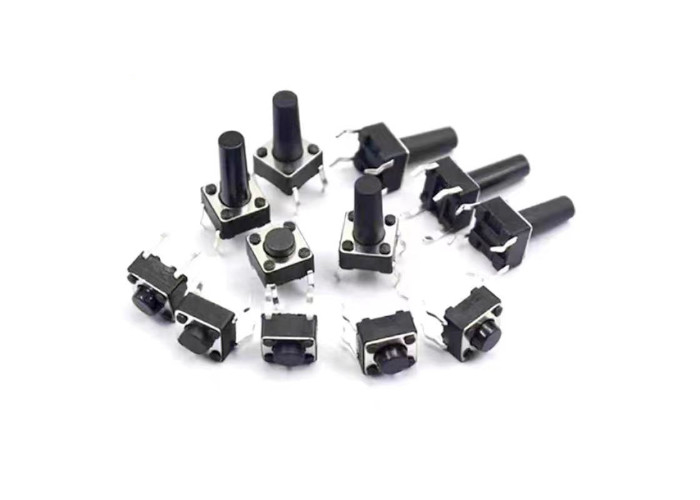 Vertical Four-Legged Micro Button Switch. High Temp Resistant. Touch Plug-In Design. Ideal For Electronics.