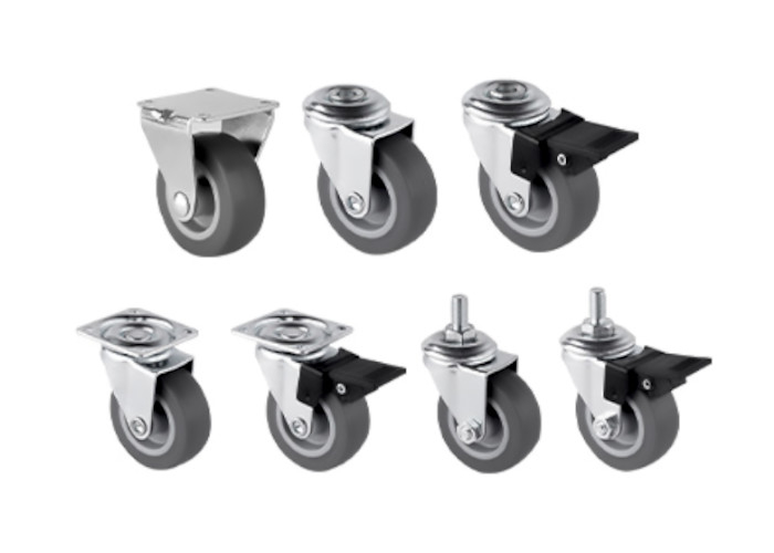 Light Industry Multi-Directional Casters: 1.5"/2"/3"/4" with Brake & Threaded Stem for Furniture & Cart Mobility
