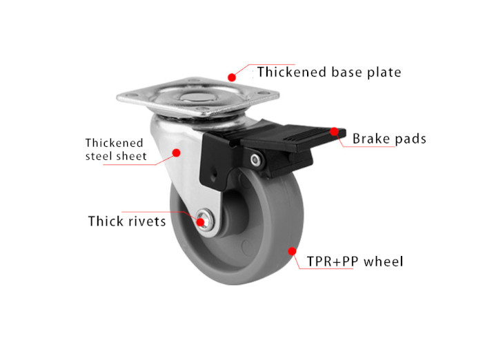 Efficient TPR Swivel Casters for Light Industry: 2" & 3" Wheels for Smooth & Durable Trolley Movement
