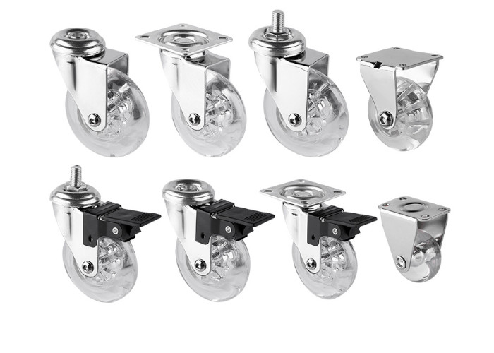 Transparent PU Polyurethane Caster Wheels 1.5" to 4" Sizes for Industrial Furniture