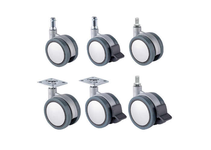 Durable Plastic Chair Casters 2.5"/3" With PU Coating For Quiet Glide
