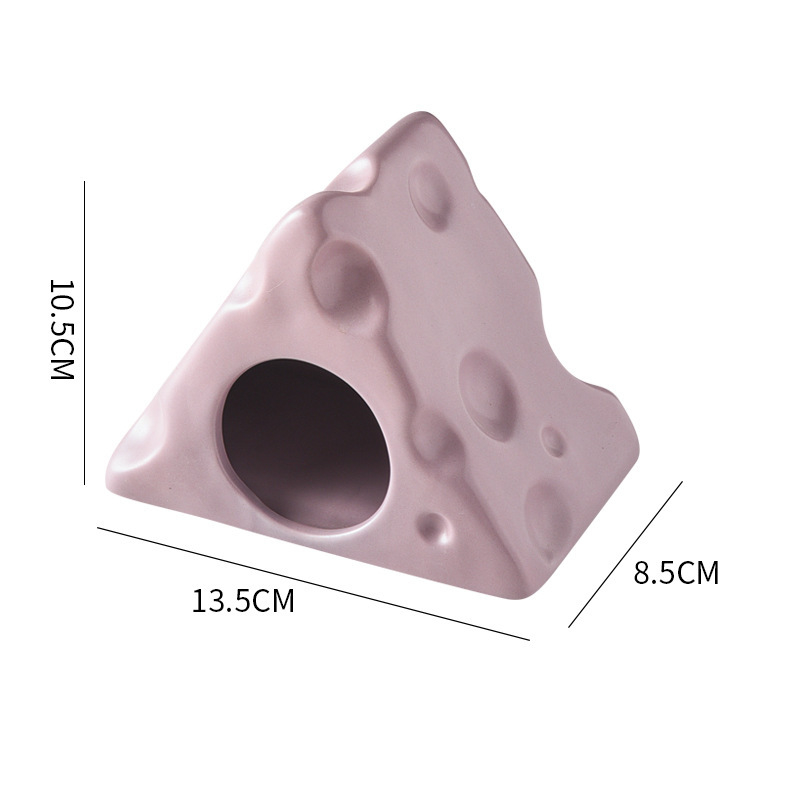 General Seasons Off-White Ceramic Hamster Hideout Cheese Cottage for Summer Chill