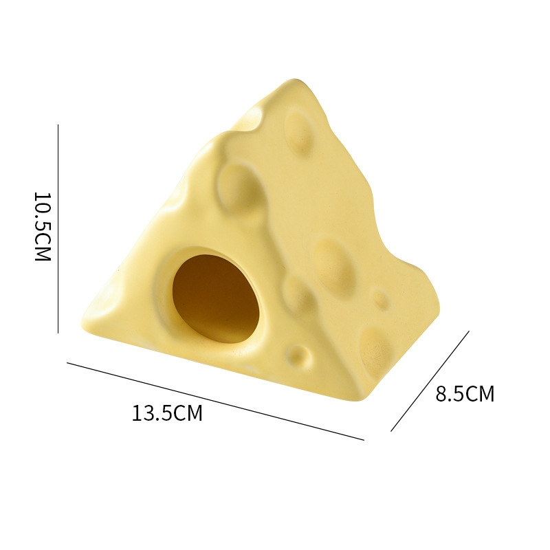 General Seasons Off-White Ceramic Hamster Hideout Cheese Cottage for Summer Chill