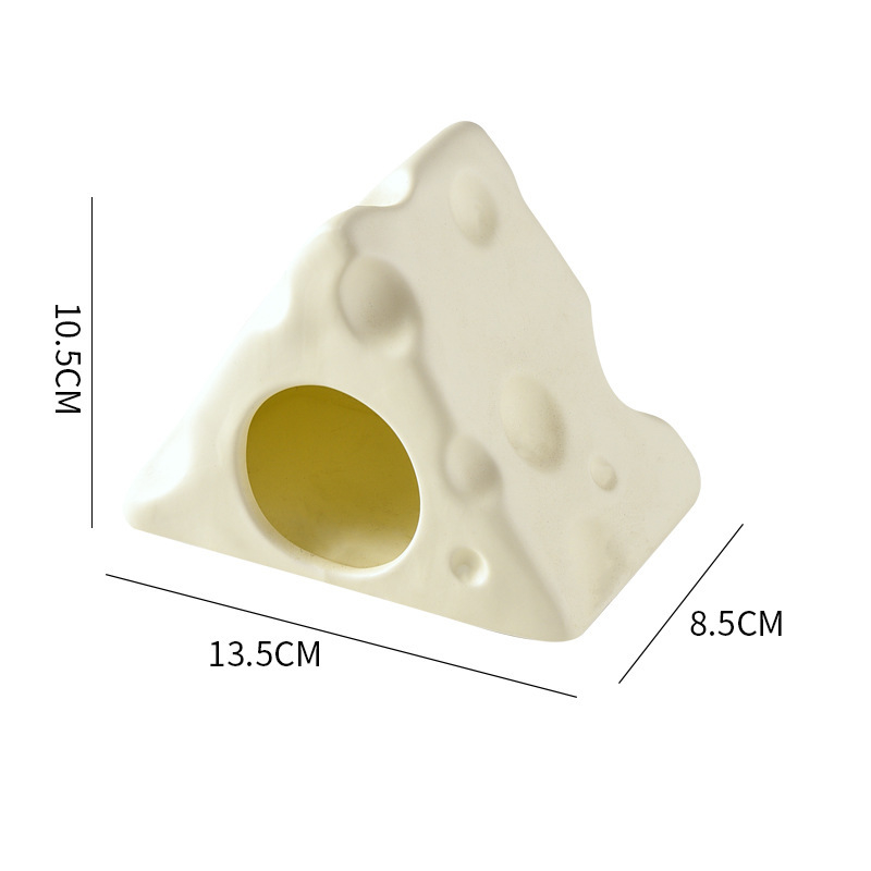 General Seasons Off-White Ceramic Hamster Hideout Cheese Cottage for Summer Chill