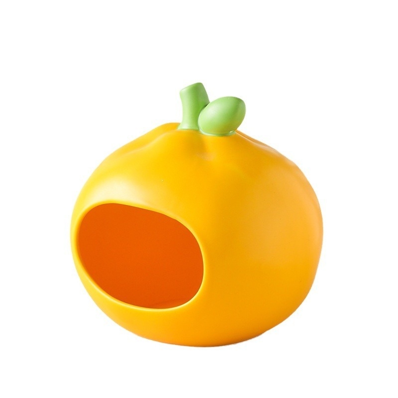 Ceramic Orange Hideout Summer Cooling Pet House with Cute Fruit Theme Design
