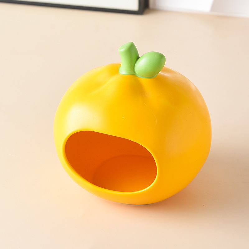 Ceramic Orange Hideout Summer Cooling Pet House with Cute Fruit Theme Design