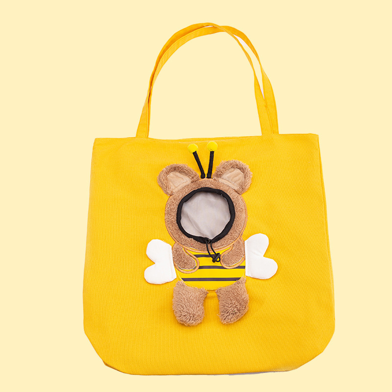 Bee-Shaped Canvas Pet Carrier Bag for Cats and Small Dogs