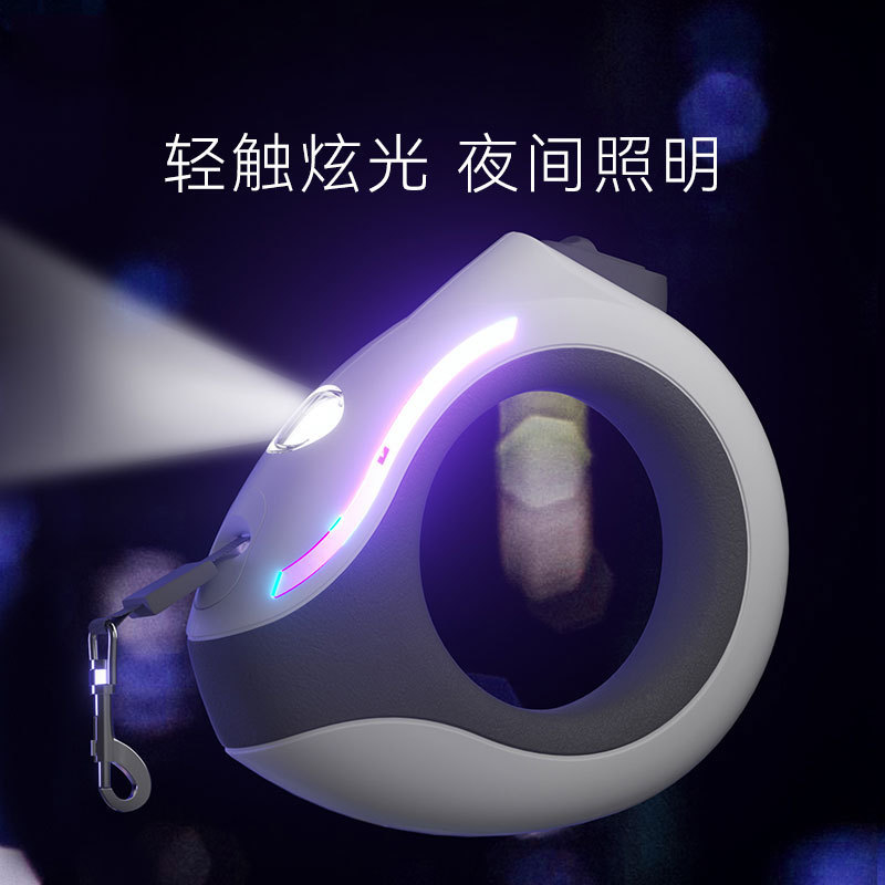 LED Bracelet Dog Leash with Auto Reel 3m Nylon Rope 80kg Capacity