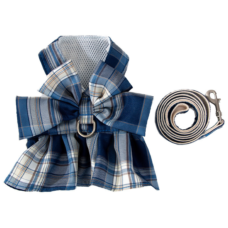 Adjustable Cat Harness Leash Set with JK Skirt Design