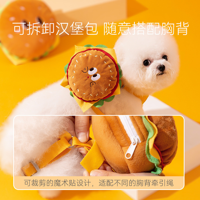 Hamburger Fries Pet Chest Harness Adjustable for Dogs Cats Sizes S M L XL