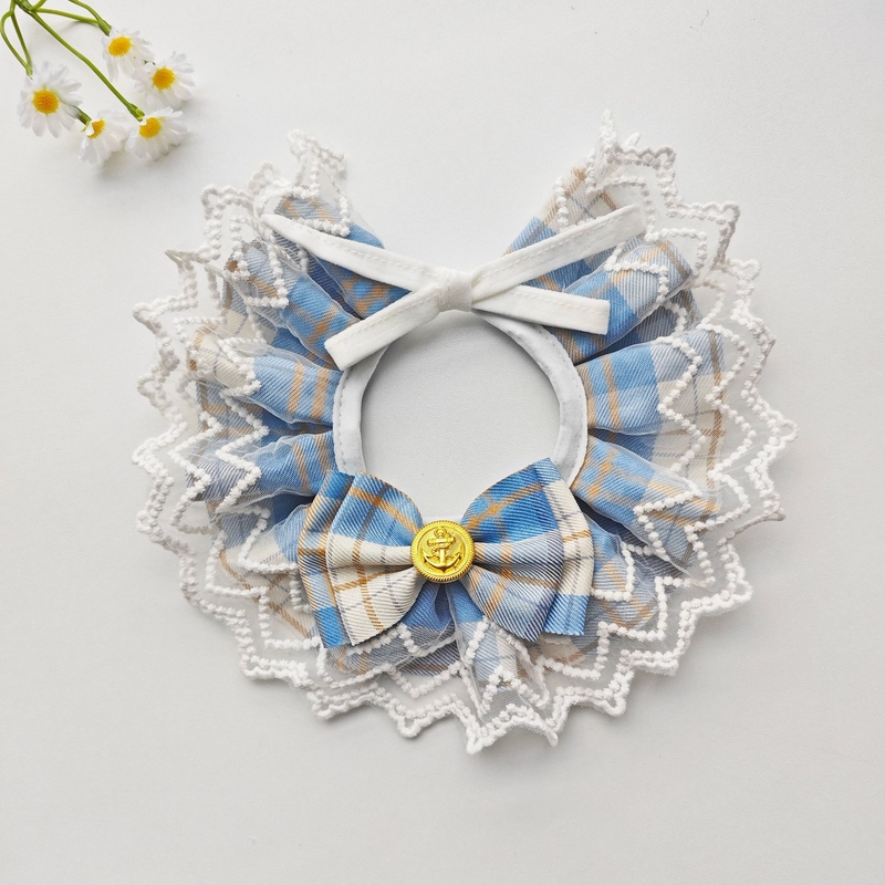 Japanese Style Plaid Pet Bib Scarf for Cats and Dogs