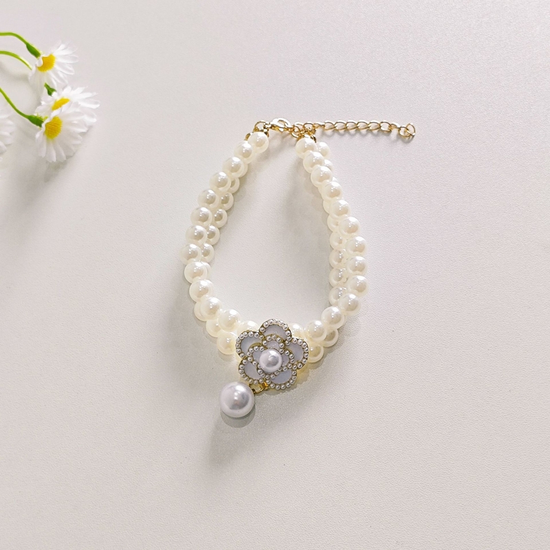 Vintage Floral Pearl Pet Necklace for Small Dogs