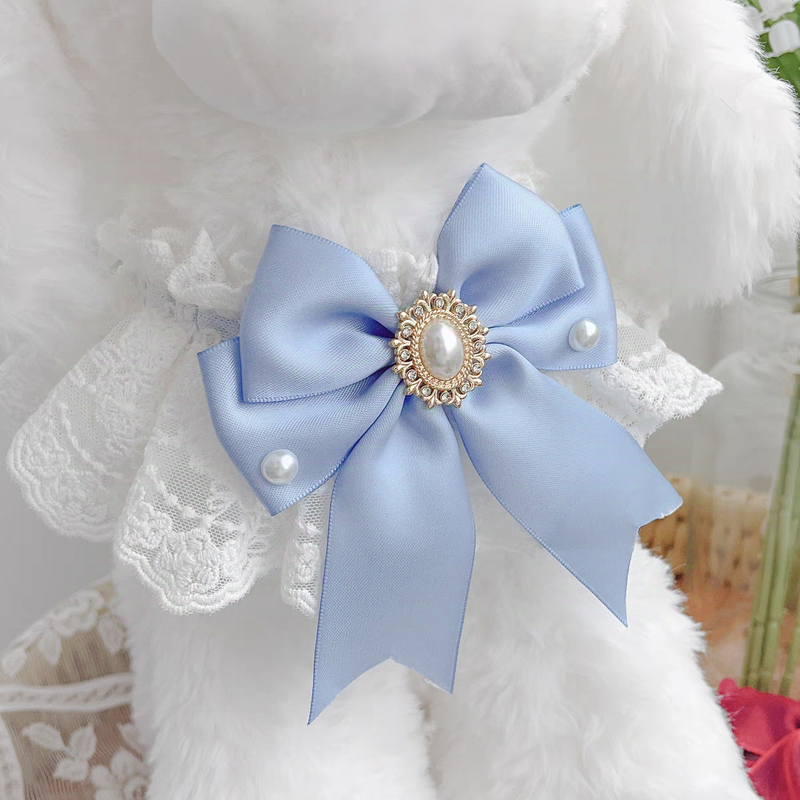 White Lace Wedding Pet Bandana Collar for Cats Dogs