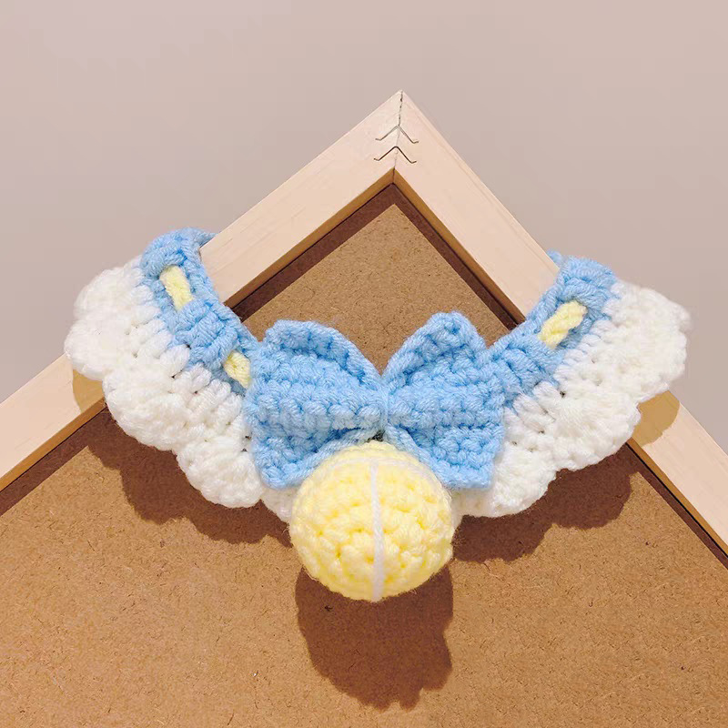 Knitted Pet Bib Collar for Cats and Dogs - Blue Pink Yellow Red Purple