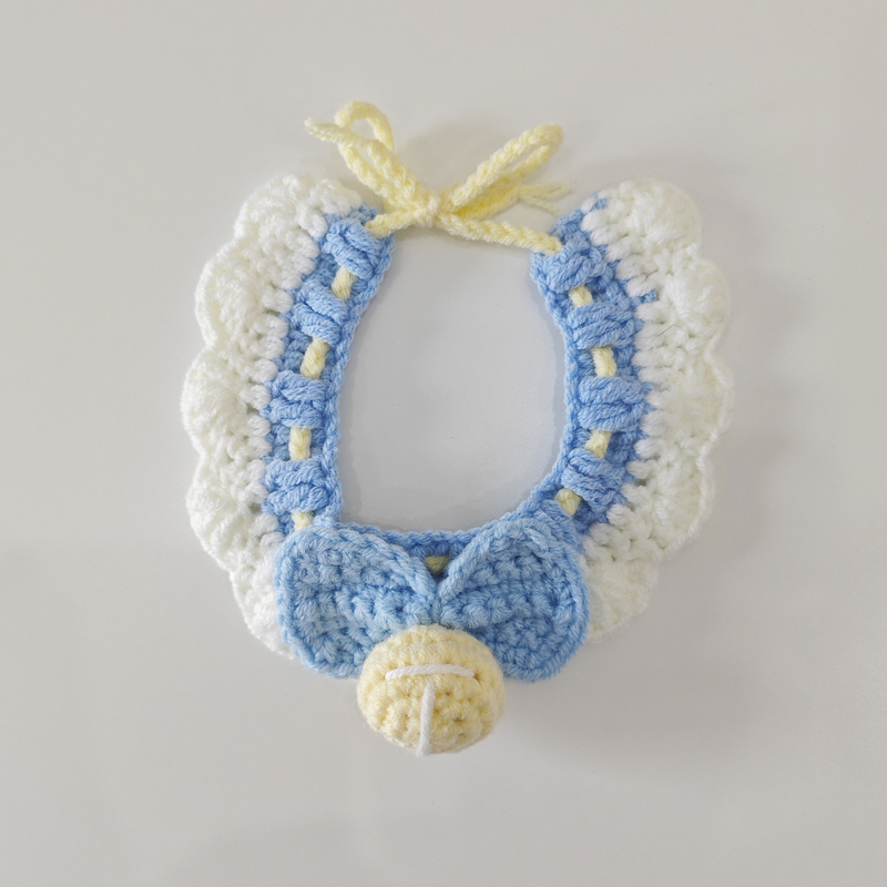 Knitted Pet Bib Collar for Cats and Dogs - Blue Pink Yellow Red Purple